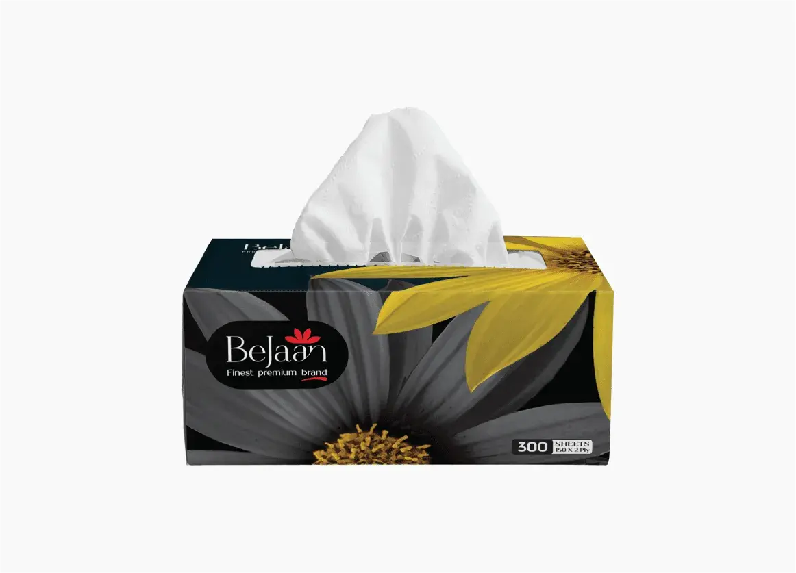 BeJaan 2-Ply Non-Perfumed Luxury Facial Tissues in Black & Yellow Box