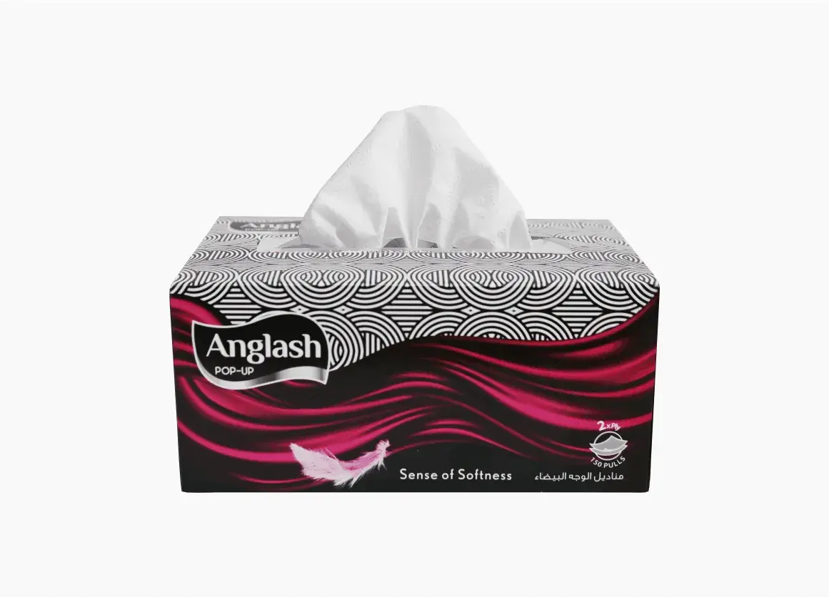 Anglash 2-Ply Pop-Up Tissue Black Box (150 Pulls – 300 Sheets)